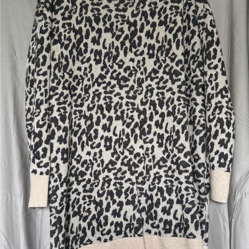 Leopard Print Sweater Dress- Black and Cream
